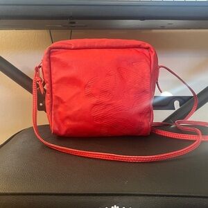 Loewe Vintage Red Crossbody Anagram Zip bag in Napa leather